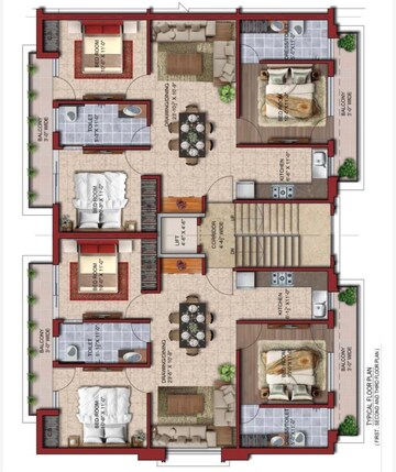Floor Plan in 3 BHK Apartment at Sector 102 A – for Sale