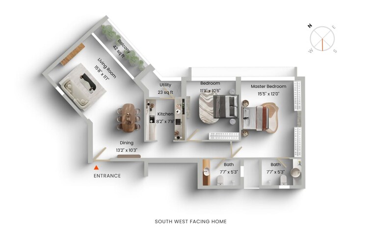 Floor Plan, godrej-the-trees 2 Bedroom 939 Sq.Ft. Apartment In Vikhroli East Mumbai 9320100