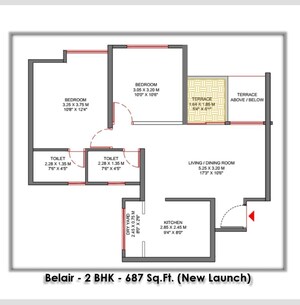 Floor Plan in 2 BHK Apartment at VTP Belair, Mahalunge – for Sale