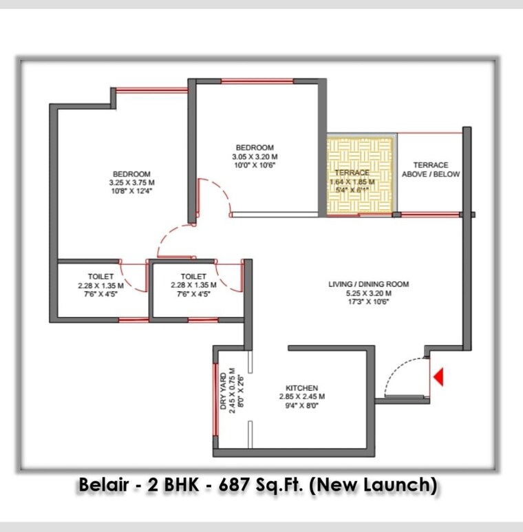 Floor Plan, vtp-belair 2 Bedroom 687 Sq.Ft. Apartment In Mahalunge Pune 9321400
