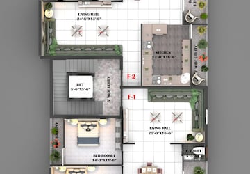 Floor Plan in 3 BHK Apartment at Banjara Hills – for Sale