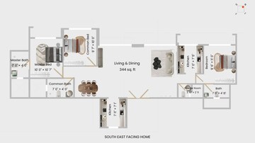 Floor Plan in 3 BHK Apartment at L&T Emerald Isle, Powai – for Sale