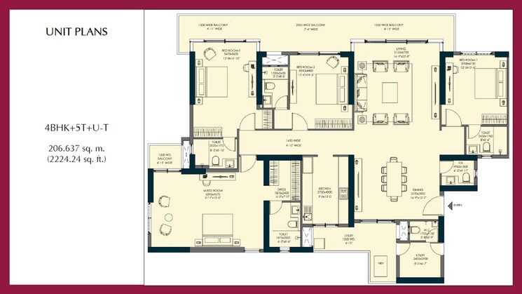 Floor Plan, emaar-elite-oasis 3 Bedroom 1494 Sq.Ft. Apartment In Gomti Nagar Lucknow 9322853