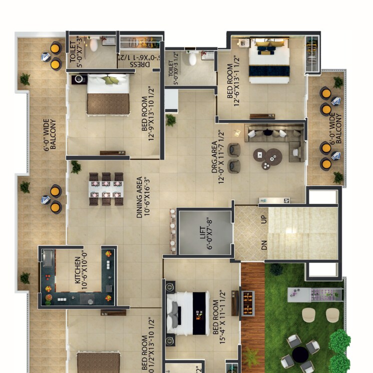 Floor Plan, hermitage-centralis 4 Bedroom 3550 Sq.Ft. Apartment In Vip Road Zirakpur 9322875
