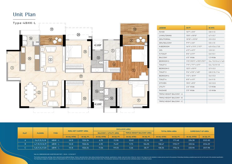 Floor Plan, godrej-blue 4 Bedroom 2522 Sq.Ft. Apartment In B L Saha Road Kolkata 9322882