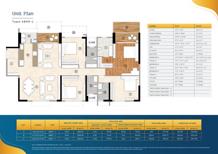 Floor Plan, godrej-blue 4 Bedroom 2522 Sq.Ft. Apartment In B L Saha Road Kolkata 9322882