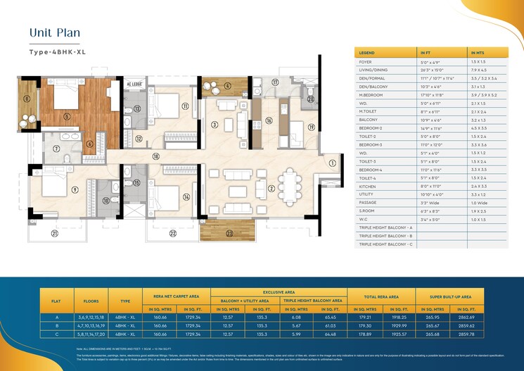 Floor Plan, godrej-blue 4 Bedroom 2862 Sq.Ft. Apartment In B L Saha Road Kolkata 9322924