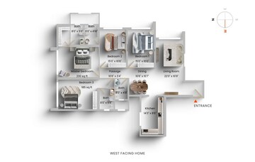 Floor Plan in 4 BHK Apartment at Raj Infinia, Malad West – for Sale