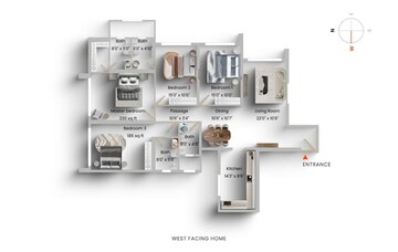 Floor Plan in 4 BHK Apartment at Rajesh Raj Infinia, Malad West – for Rent