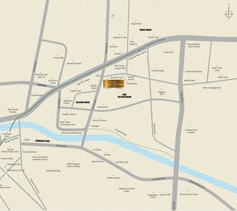 Map Location, bramhacorp-the-collection 4 Bedroom 1900 Sq.Ft. Apartment In Kalyani Nagar Pune 9325000