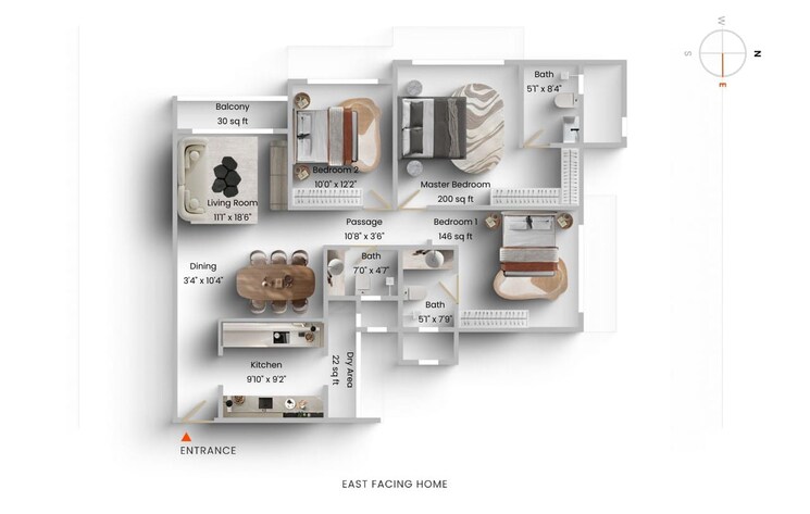 Floor Plan, ekta-tripolis 3 Bedroom 1084 Sq.Ft. Apartment In Goregaon West Mumbai 9326004