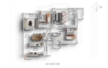 Floor Plan in 3 BHK Apartment at Ekta Tripolis, Goregaon West – for Rent