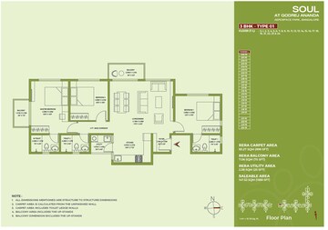 Floor Plan in 3 BHK Apartment at Godrej Ananda, Bagaluru – for Sale