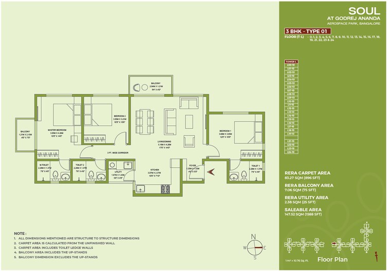 Floor Plan, godrej-ananda 3 Bedroom 1588 Sq.Ft. Apartment In Bagaluru Bangalore 9326220