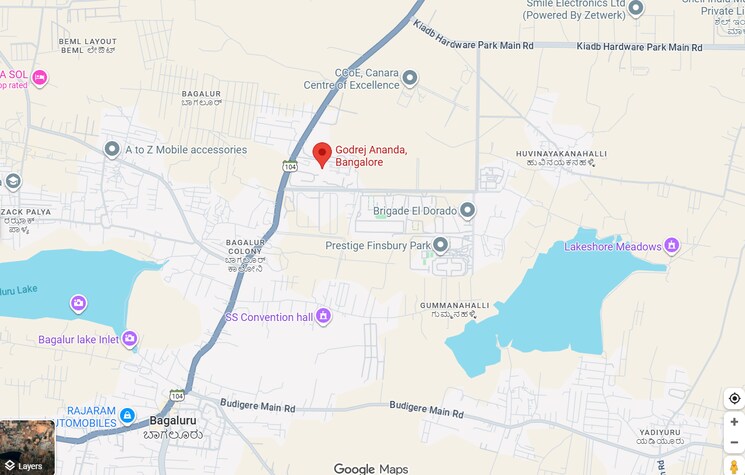 Map Location, godrej-ananda 3 Bedroom 1588 Sq.Ft. Apartment In Bagaluru Bangalore 9326220