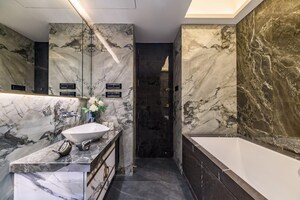 Bathroom in 3 BHK Apartment at Lodha World View, Worli – for Rent