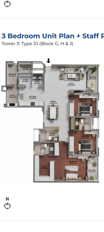 3 BHK Apartment For Sale in Adarsh Lakefront Phase 2, Marathahalli Orr