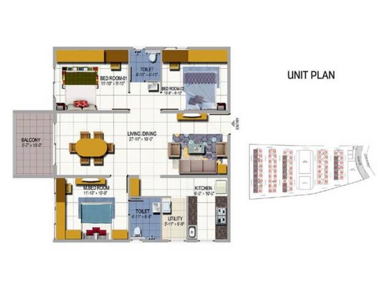 undefined, urbanrise-on-cloud-33 3 Bedroom 1617 Sq.Ft. Apartment In Bachupally Hyderabad 9330002