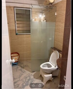 Bathroom in 3 BHK Apartment at Sheth Vasant Lawns, Laxmi Nagar – for Rent