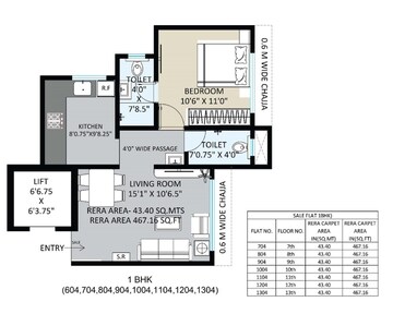 Floor Plan in 1 BHK Apartment at Kandivali West – for Sale