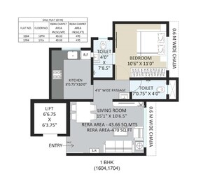 Floor Plan in 1 BHK Apartment at Kandivali West – for Sale