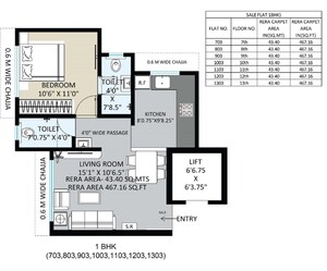 Floor Plan in 1 BHK Apartment at Kandivali West – for Sale