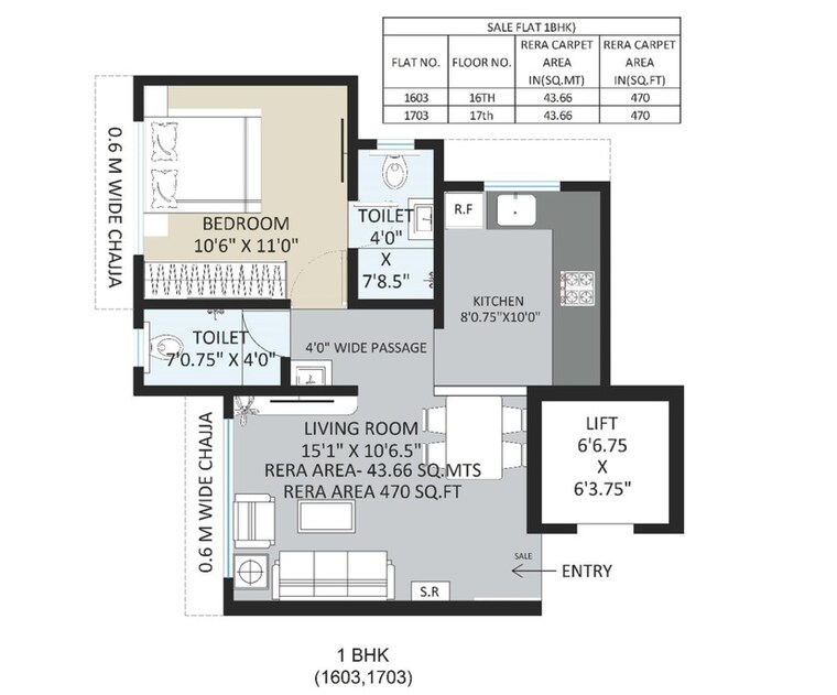 Floor Plan, ramvijay-chs 1 Bedroom 461 Sq.Ft. Apartment In Charkop Sector 3 Mumbai 9331183