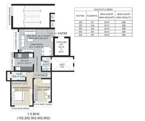 Floor Plan in 1.5 BHK Apartment at Charkop Sector 3 – for Sale