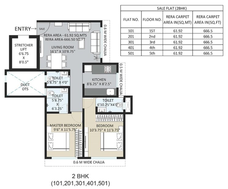 Floor Plan, ramvijay-chs 2 Bedroom 666 Sq.Ft. Apartment In Charkop Sector 3 Mumbai 9331224