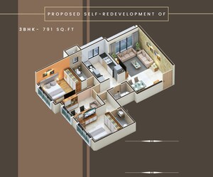 Floor Plan in 2.5 BHK Apartment at Ramvijay CHS, Charkop Sector 3 – for Sale