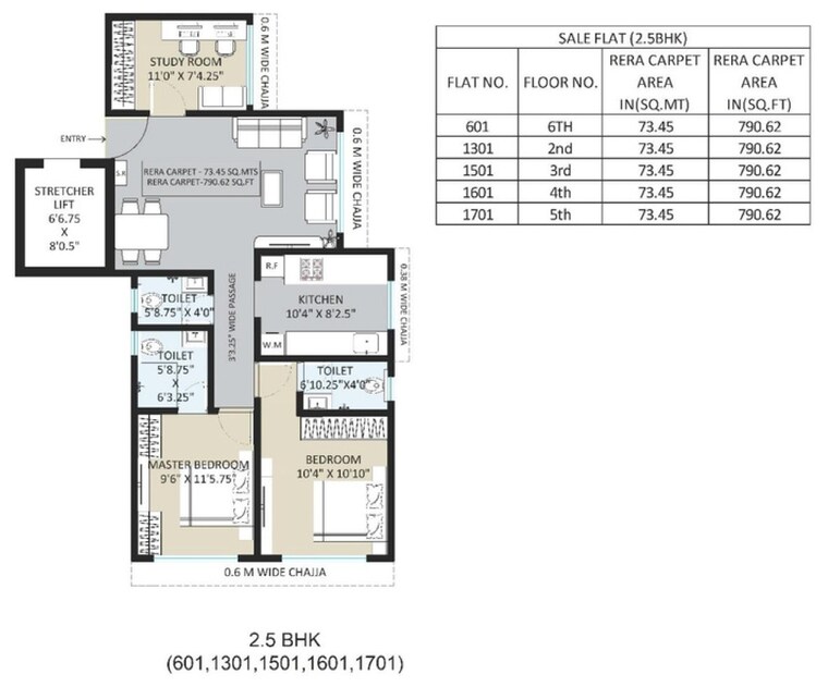Floor Plan, charkop sector 3 2.5 Bedroom 790 Sq.Ft. Apartment In Charkop Sector 3 Mumbai 9331250