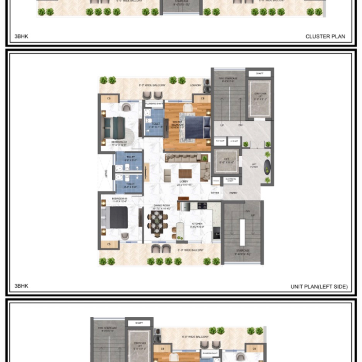 Floor Plan, singhpura 3 Bedroom 1950 Sq.Ft. Apartment In Singhpura Zirakpur 9332613