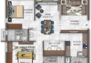 Floor Plan in 2 BHK Apartment at GHR Callisto, Kollur – for Sale