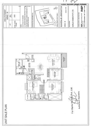 Floor Plan in 3 BHK Apartment at Karle Zenith, Hebbal – for Sale