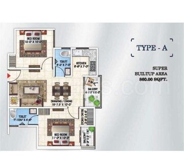 Floor Plan in 2 BHK Apartment at Lalarpura – for Rent