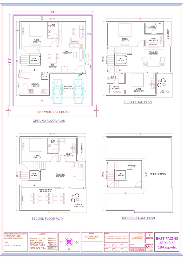 Floor Plan, kongar khurd 4 Bedroom 3681 Sq.Ft. Villa In Kongar Khurd Hyderabad 9334296