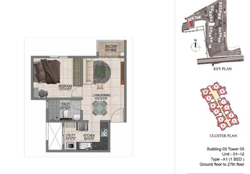 Floor Plan in 1 BHK Apartment at Prestige Jindal City, Bagalakunte – for Sale