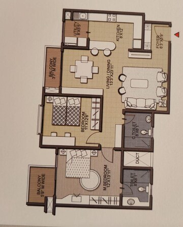 Floor Plan in 2 BHK Apartment at Salarpuria Sattva Greenage, Hosur Road – for Sale