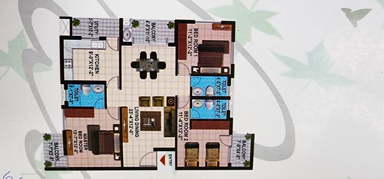 Floor Plan, saideep-hulas 3 Bedroom 1680 Sq.Ft. Apartment In Old Madras Road Bangalore 9336168