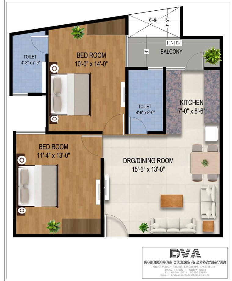 Floor Plan, sector 72 2 Bedroom 1050 Sq.Ft. Builder Floor In Sector 72 Noida 9337869
