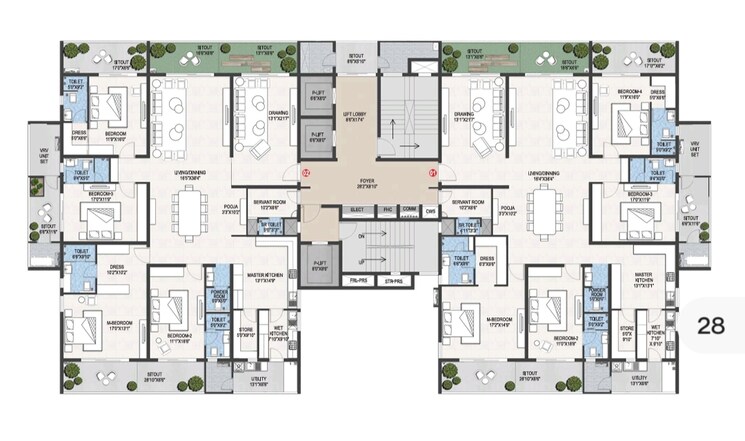 Floor Plan, shangrila-abbham 4 Bedroom 5000 Sq.Ft. Apartment In Kismatpur Hyderabad 9341052