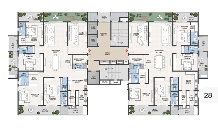 Floor Plan, shangrila-abbham 4 Bedroom 5000 Sq.Ft. Apartment In Kismatpur Hyderabad 9341052