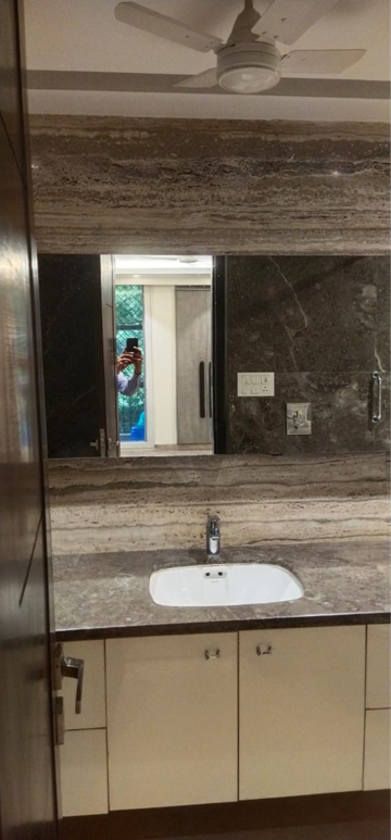 Bathroom in 3 BHK Builder Floor at Boutique Residential Apartments N-136, Panchsheel Park – for Rent