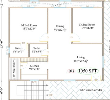 Floor Plan in 2 BHK Apartment at Nallagandla – for Sale