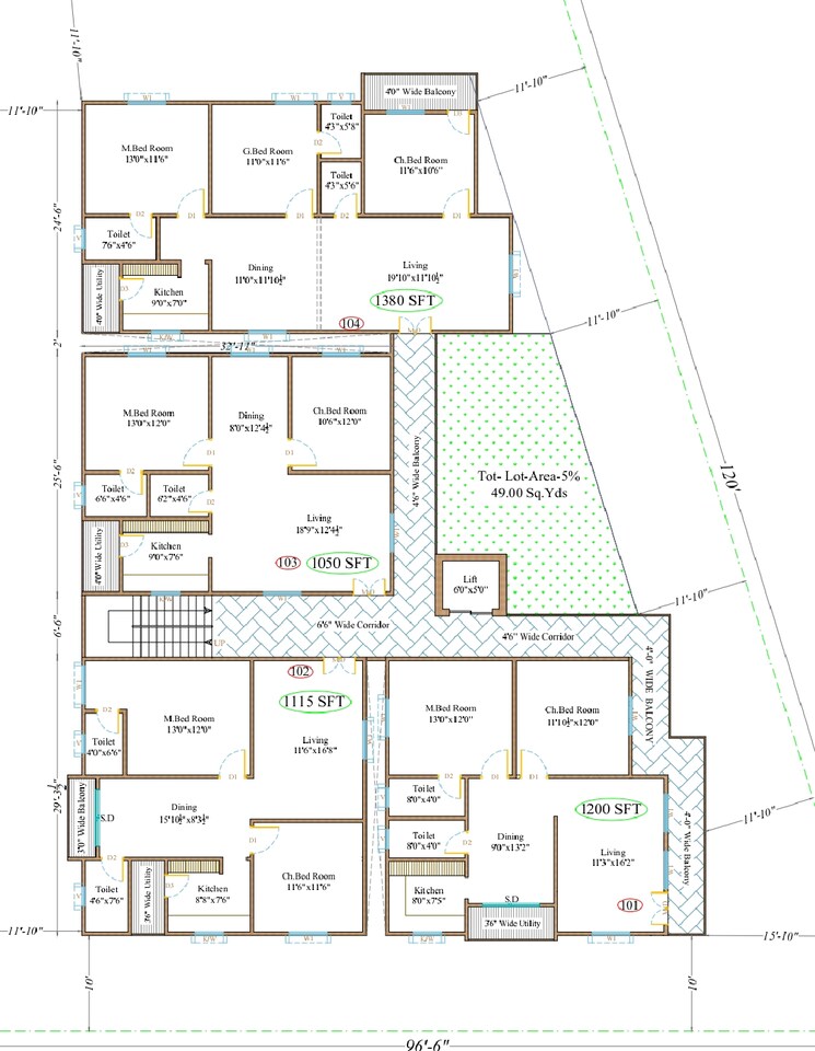 Floor Plan, nallagandla 2 Bedroom 1115 Sq.Ft. Apartment In Nallagandla Hyderabad 9341364