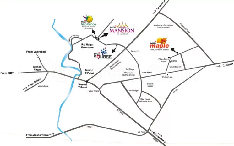 Map Location, mgi-gharaunda 2 Bedroom 800 Sq.Ft. Apartment In Raj Nagar Extension Ghaziabad 9342796