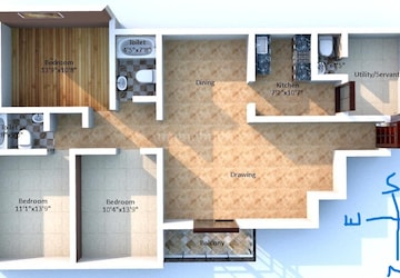 Floor Plan in 3 BHK Apartment at Lake Town Block A, Lake Town – for Sale