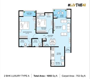 Floor Plan in 2 BHK Apartment at Krisala 41 Zillenia, Punawale – for Sale