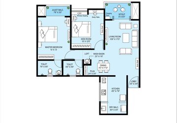Floor Plan in 2 BHK Apartment at Krisala 41 Zillenia, Punawale – for Sale