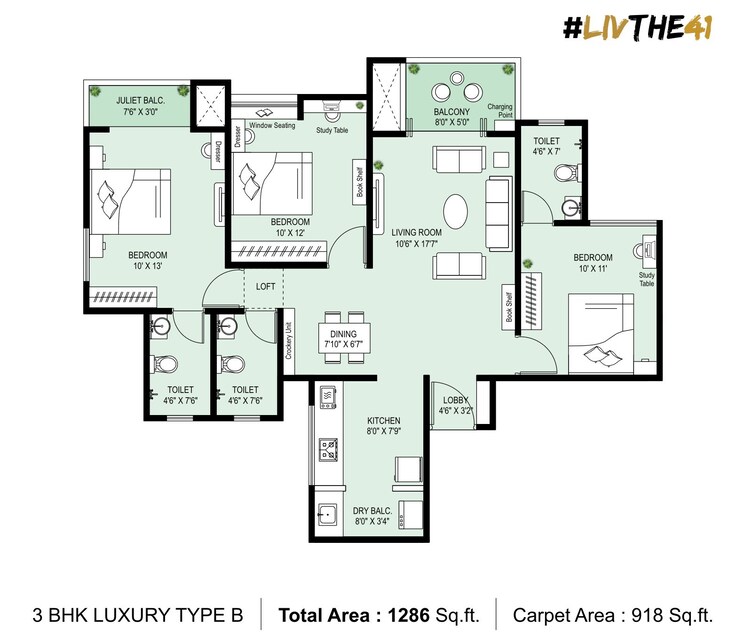 Floor Plan, krisala-41-zillenia 2 Bedroom 753 Sq.Ft. Apartment In Punawale Pune 9347033